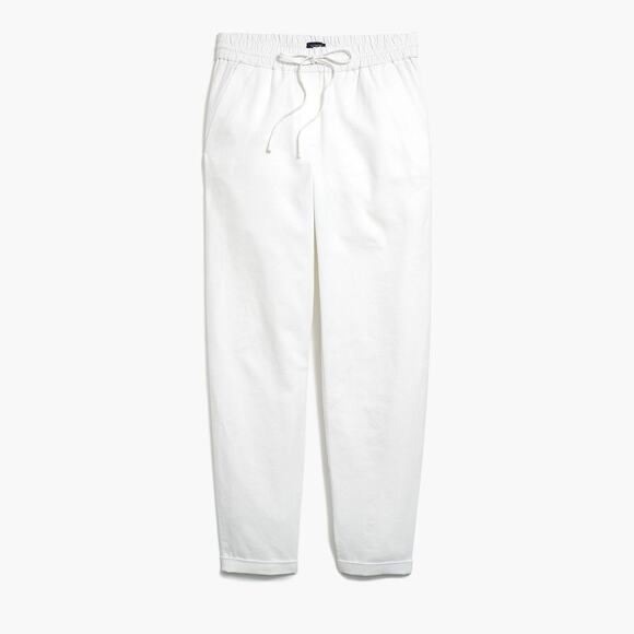 J CREW Linen Cotton Drawstring Ankle Pants White Mid Rise Straight Leg Womens 00 - Picture 7 of 7